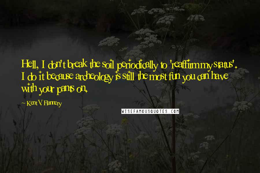 Kent V. Flannery Quotes: Hell, I don't break the soil periodically to 'reaffirm my status'. I do it because archeology is still the most fun you can have with your pants on.