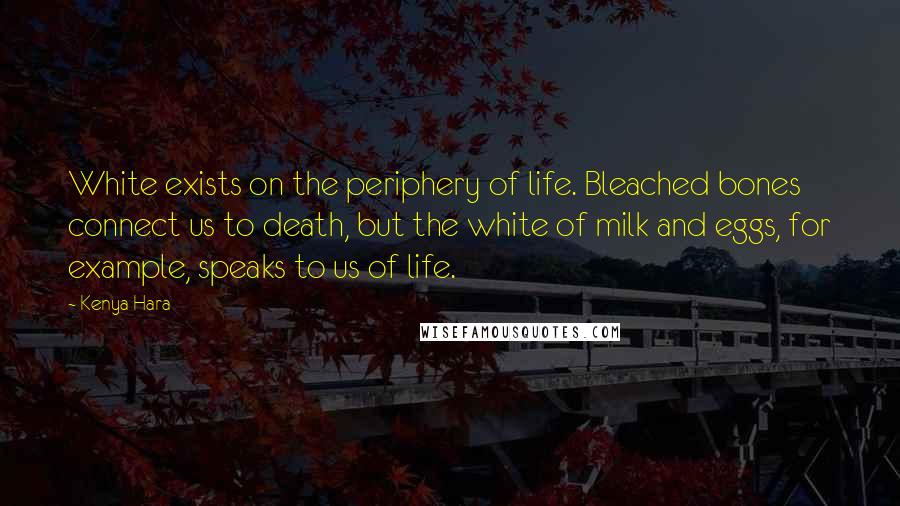 Kenya Hara Quotes: White exists on the periphery of life. Bleached bones connect us to death, but the white of milk and eggs, for example, speaks to us of life.