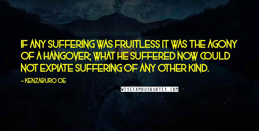 Kenzaburo Oe Quotes: If any suffering was fruitless it was the agony of a hangover; what he suffered now could not expiate suffering of any other kind.