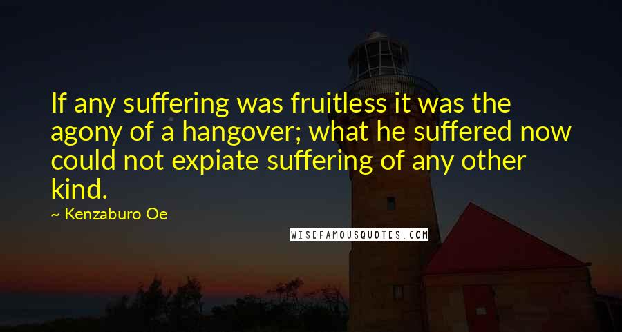 Kenzaburo Oe Quotes: If any suffering was fruitless it was the agony of a hangover; what he suffered now could not expiate suffering of any other kind.