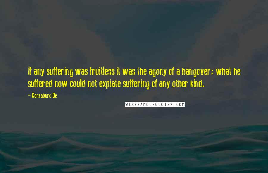 Kenzaburo Oe Quotes: If any suffering was fruitless it was the agony of a hangover; what he suffered now could not expiate suffering of any other kind.