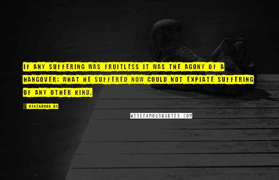 Kenzaburo Oe Quotes: If any suffering was fruitless it was the agony of a hangover; what he suffered now could not expiate suffering of any other kind.