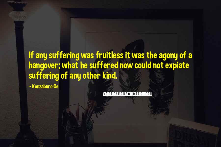 Kenzaburo Oe Quotes: If any suffering was fruitless it was the agony of a hangover; what he suffered now could not expiate suffering of any other kind.