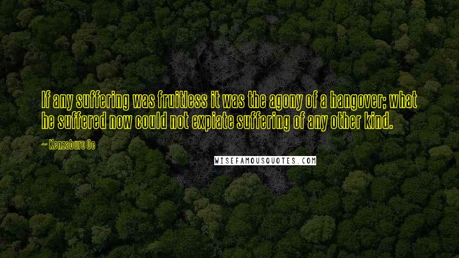 Kenzaburo Oe Quotes: If any suffering was fruitless it was the agony of a hangover; what he suffered now could not expiate suffering of any other kind.