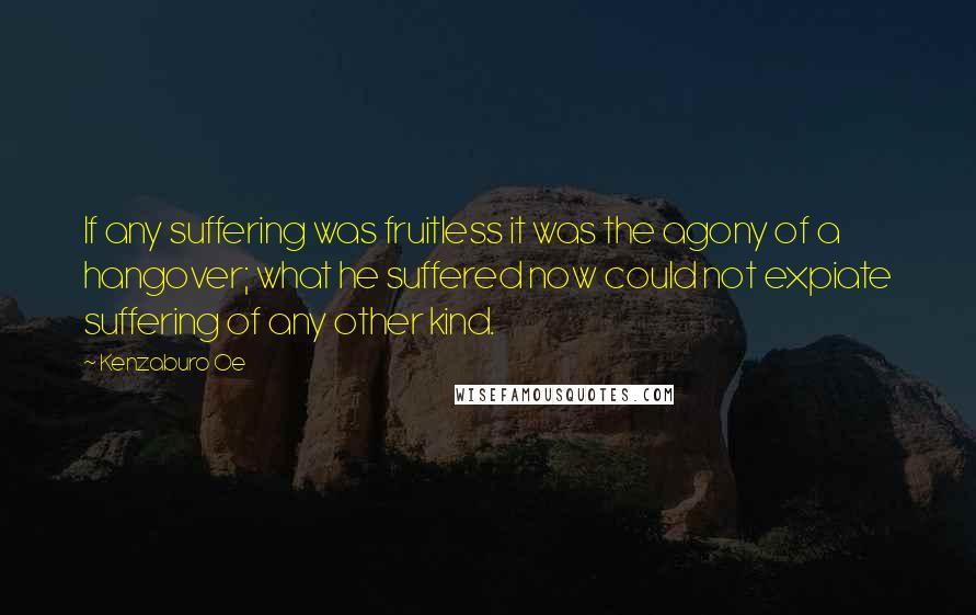 Kenzaburo Oe Quotes: If any suffering was fruitless it was the agony of a hangover; what he suffered now could not expiate suffering of any other kind.