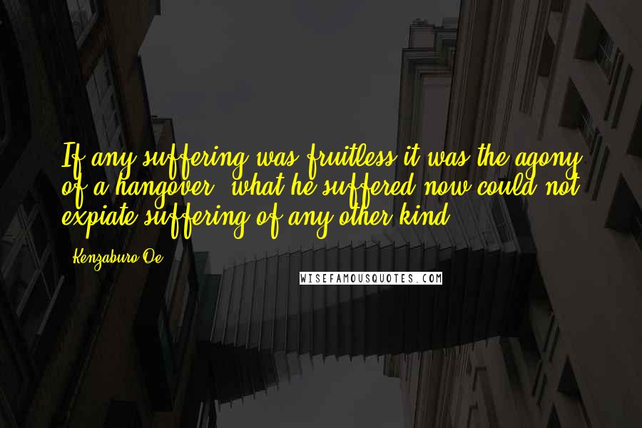 Kenzaburo Oe Quotes: If any suffering was fruitless it was the agony of a hangover; what he suffered now could not expiate suffering of any other kind.