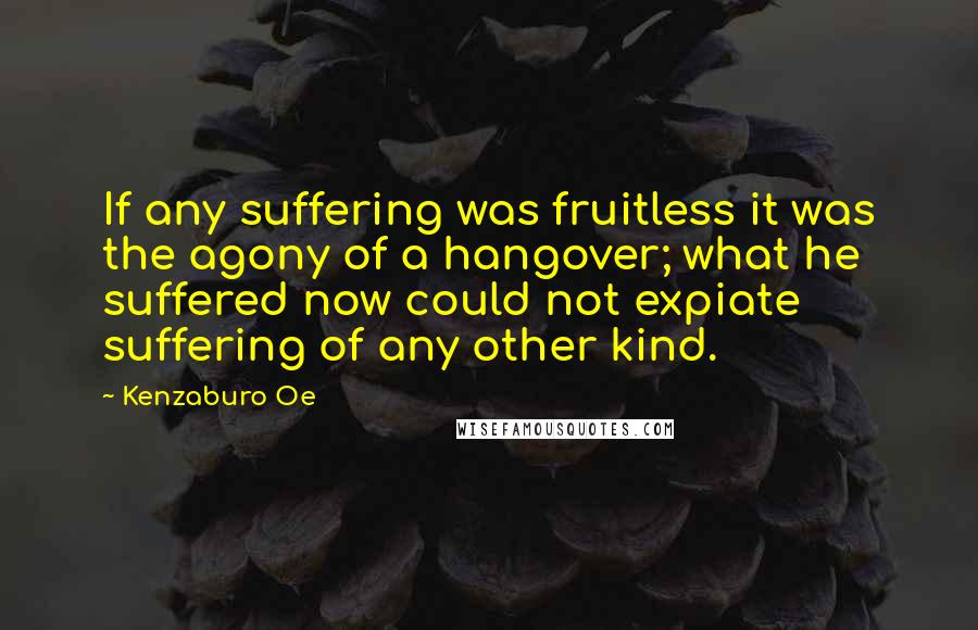 Kenzaburo Oe Quotes: If any suffering was fruitless it was the agony of a hangover; what he suffered now could not expiate suffering of any other kind.
