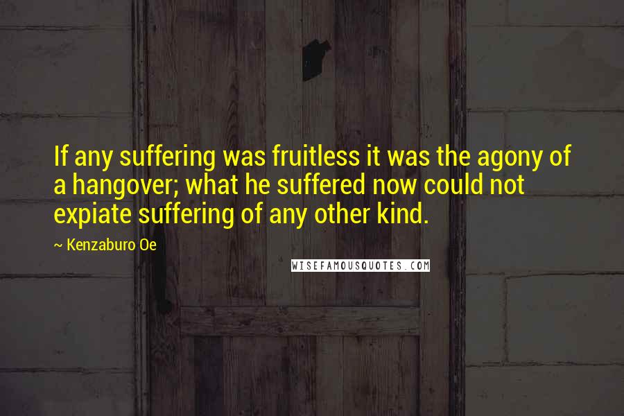 Kenzaburo Oe Quotes: If any suffering was fruitless it was the agony of a hangover; what he suffered now could not expiate suffering of any other kind.