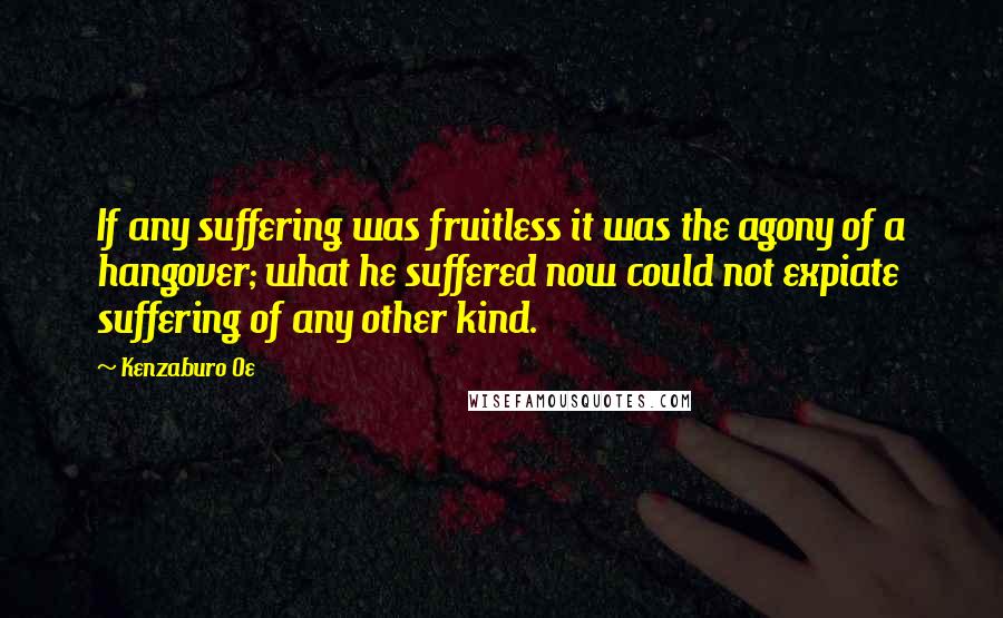 Kenzaburo Oe Quotes: If any suffering was fruitless it was the agony of a hangover; what he suffered now could not expiate suffering of any other kind.