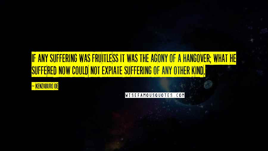 Kenzaburo Oe Quotes: If any suffering was fruitless it was the agony of a hangover; what he suffered now could not expiate suffering of any other kind.