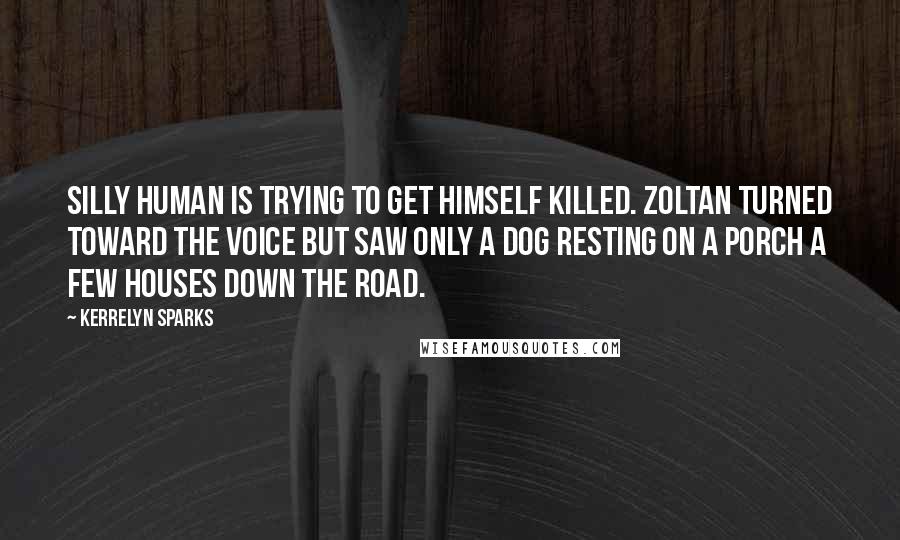 Kerrelyn Sparks Quotes: Silly human is trying to get himself killed. Zoltan turned toward the voice but saw only a dog resting on a porch a few houses down the road.