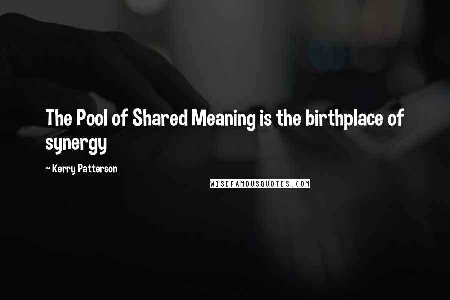 Kerry Patterson Quotes: The Pool of Shared Meaning is the birthplace of synergy