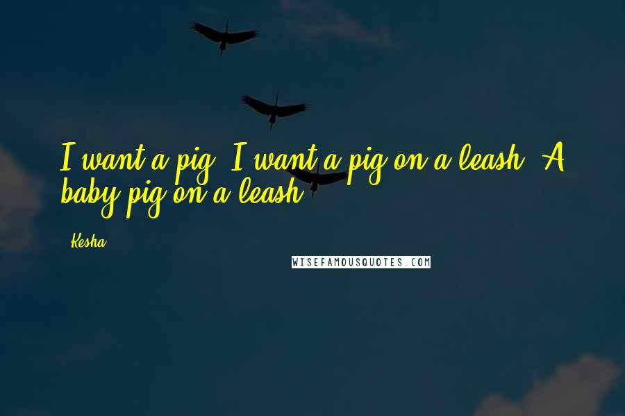 Kesha Quotes: I want a pig. I want a pig on a leash. A baby pig on a leash.
