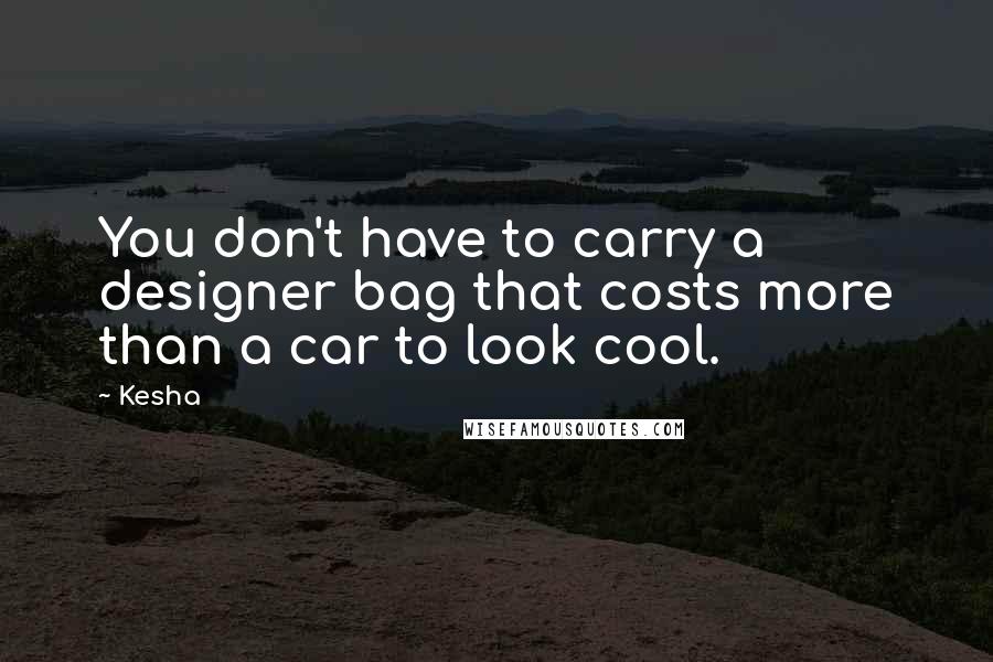 Kesha Quotes: You don't have to carry a designer bag that costs more than a car to look cool.