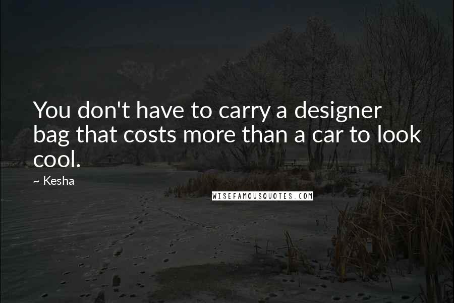 Kesha Quotes: You don't have to carry a designer bag that costs more than a car to look cool.