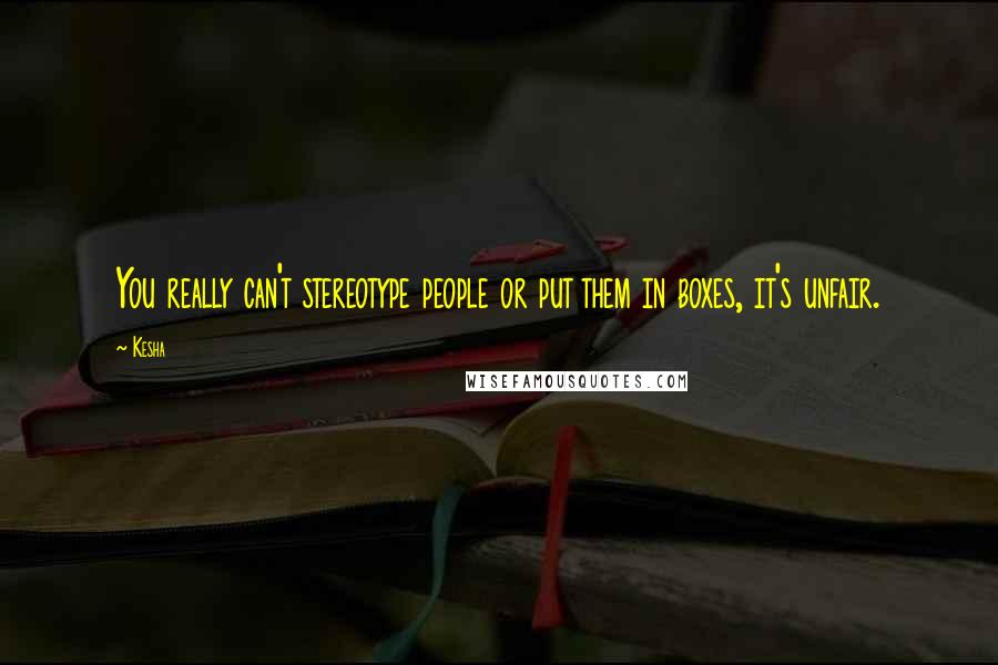 Kesha Quotes: You really can't stereotype people or put them in boxes, it's unfair.