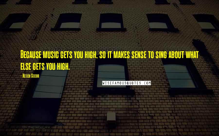 Ketch Secor Quotes: Because music gets you high, so it makes sense to sing about what else gets you high.