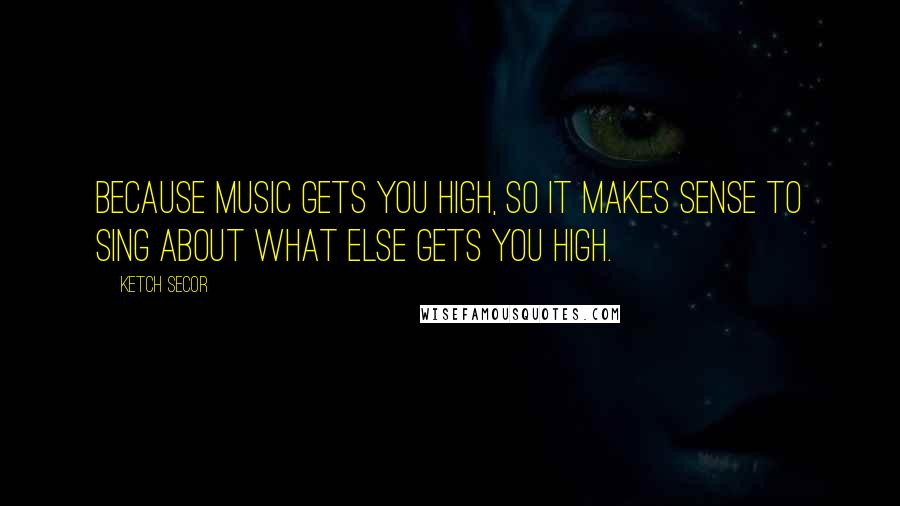 Ketch Secor Quotes: Because music gets you high, so it makes sense to sing about what else gets you high.