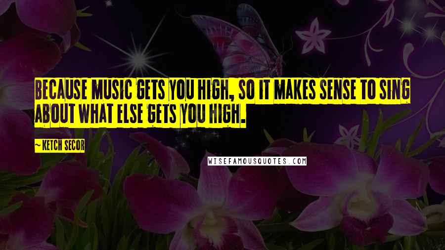 Ketch Secor Quotes: Because music gets you high, so it makes sense to sing about what else gets you high.