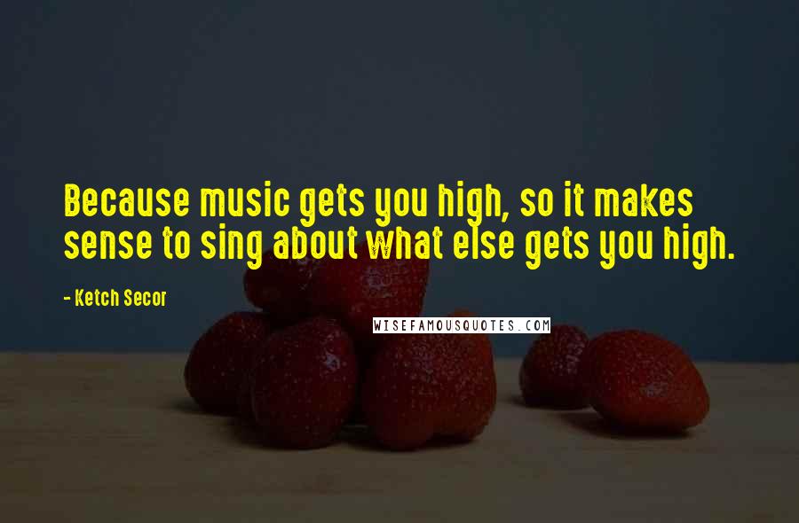 Ketch Secor Quotes: Because music gets you high, so it makes sense to sing about what else gets you high.