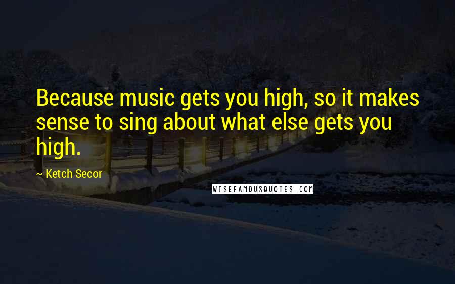 Ketch Secor Quotes: Because music gets you high, so it makes sense to sing about what else gets you high.