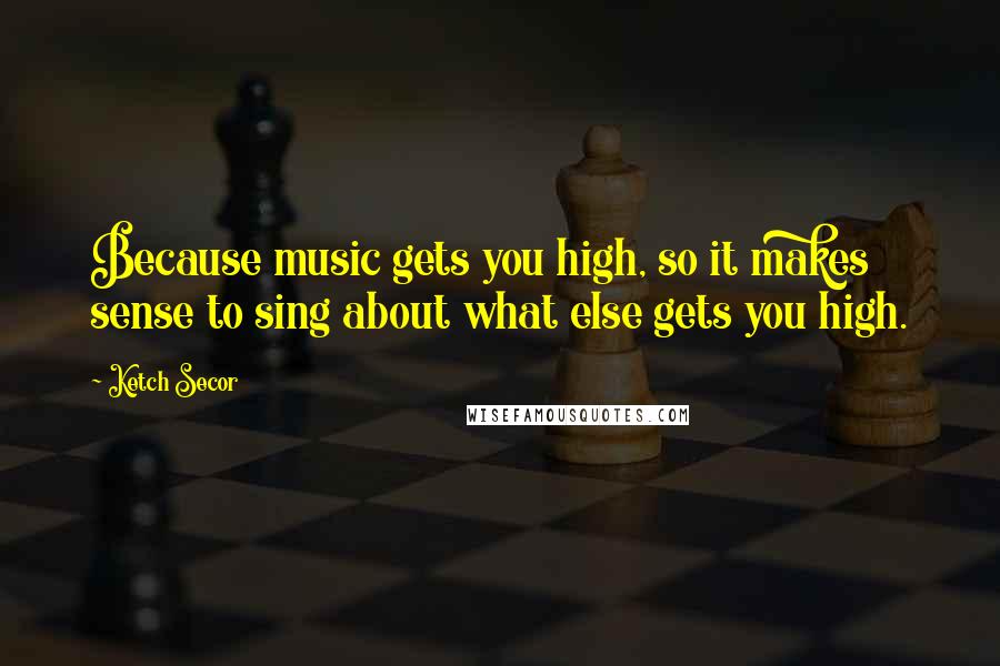 Ketch Secor Quotes: Because music gets you high, so it makes sense to sing about what else gets you high.