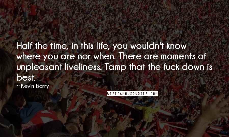 Kevin Barry Quotes: Half the time, in this life, you wouldn't know where you are nor when. There are moments of unpleasant liveliness. Tamp that the fuck down is best.