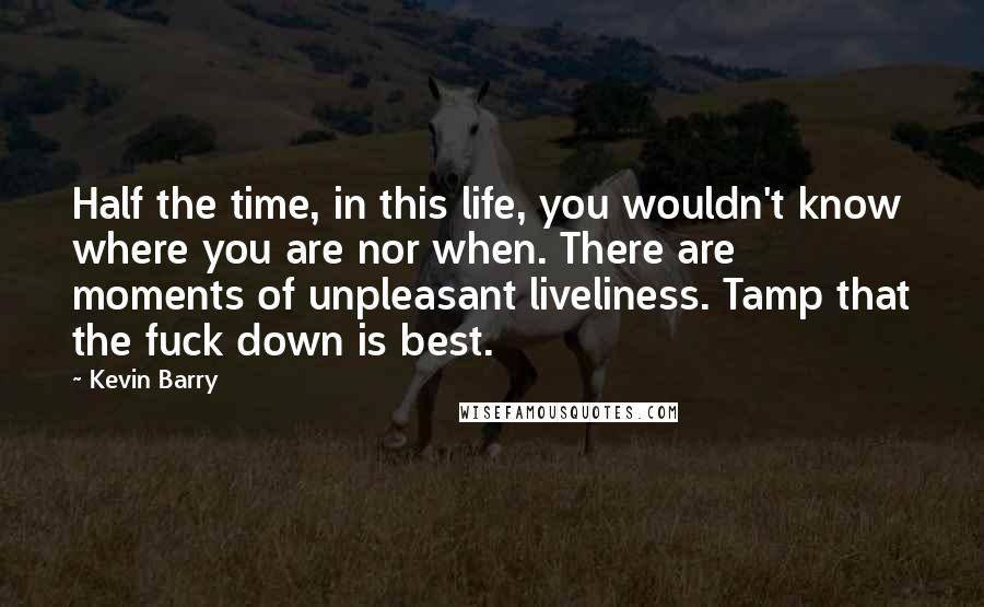 Kevin Barry Quotes: Half the time, in this life, you wouldn't know where you are nor when. There are moments of unpleasant liveliness. Tamp that the fuck down is best.