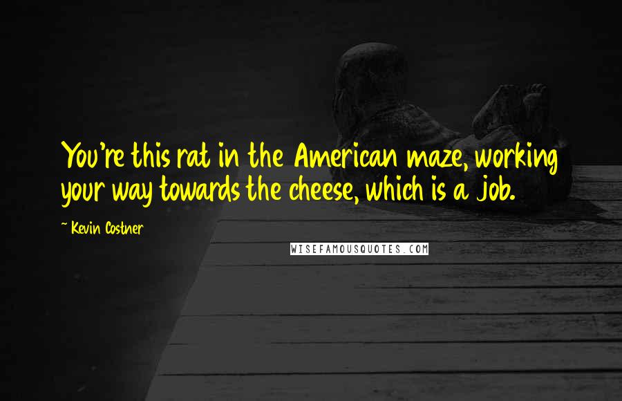 Kevin Costner Quotes: You're this rat in the American maze, working your way towards the cheese, which is a job.
