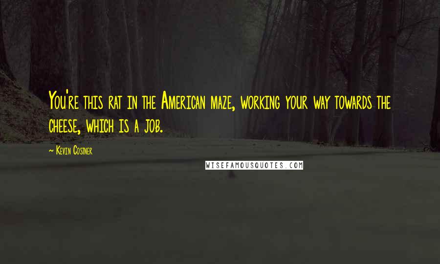 Kevin Costner Quotes: You're this rat in the American maze, working your way towards the cheese, which is a job.