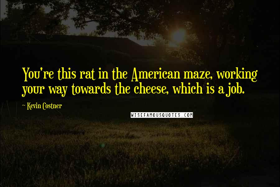 Kevin Costner Quotes: You're this rat in the American maze, working your way towards the cheese, which is a job.