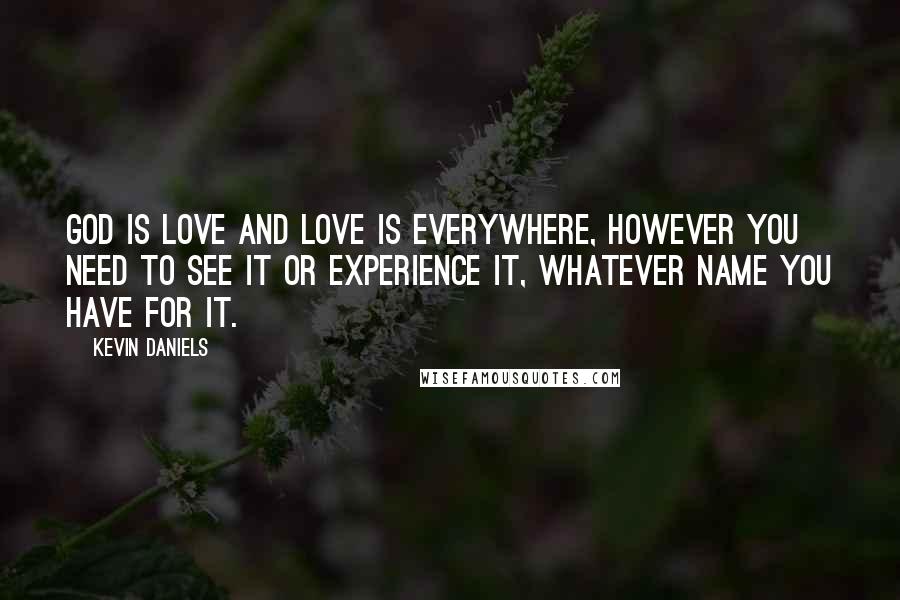 Kevin Daniels Quotes: God is love and love is everywhere, however you need to see it or experience it, whatever name you have for it.