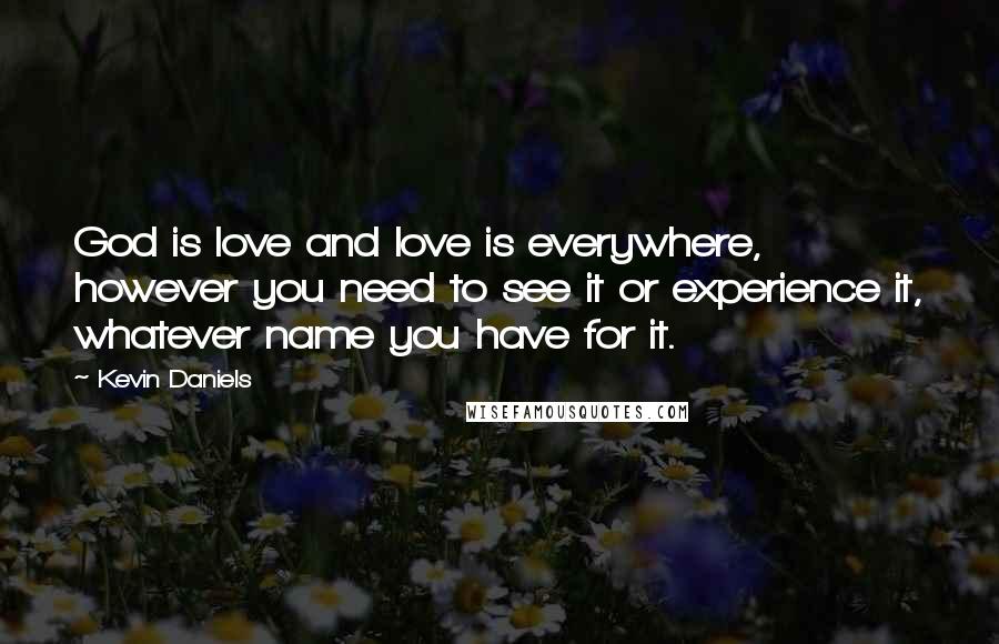 Kevin Daniels Quotes: God is love and love is everywhere, however you need to see it or experience it, whatever name you have for it.