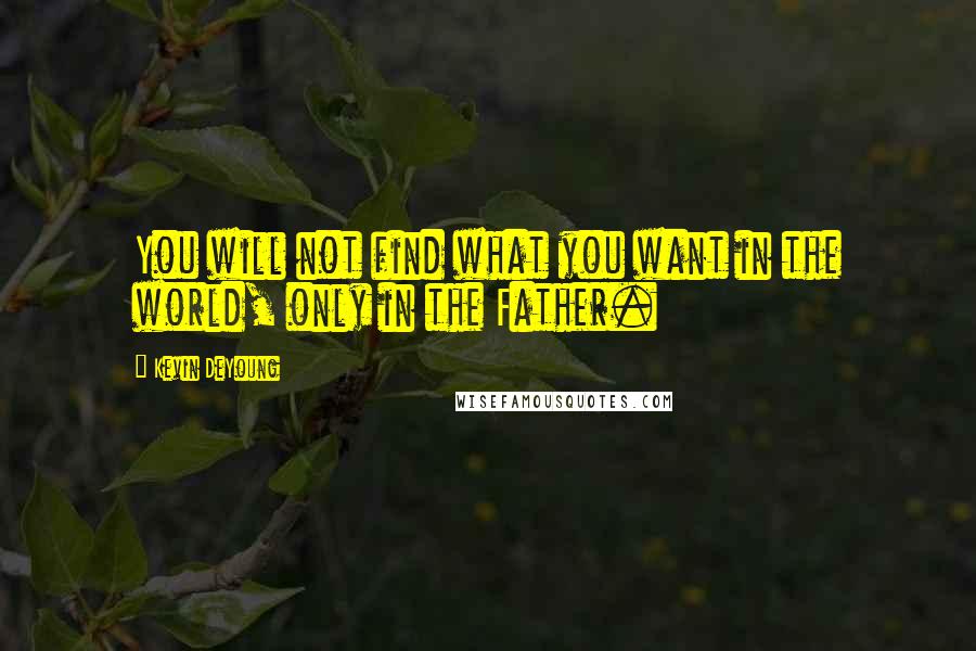 Kevin DeYoung Quotes: You will not find what you want in the world, only in the Father.