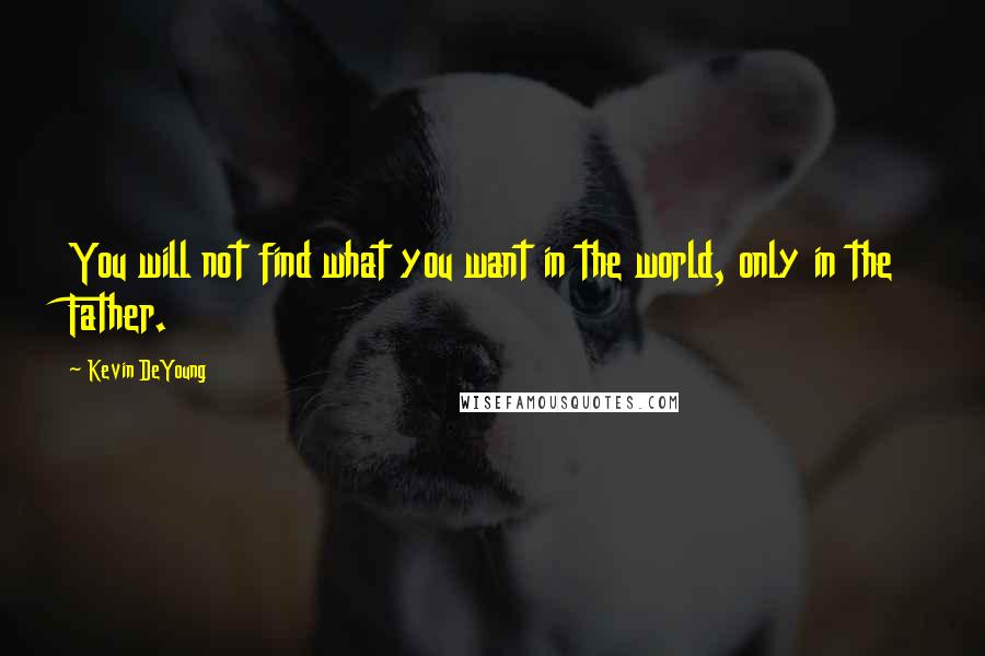 Kevin DeYoung Quotes: You will not find what you want in the world, only in the Father.