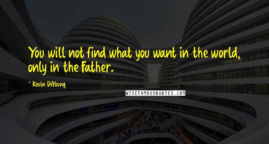 Kevin DeYoung Quotes: You will not find what you want in the world, only in the Father.