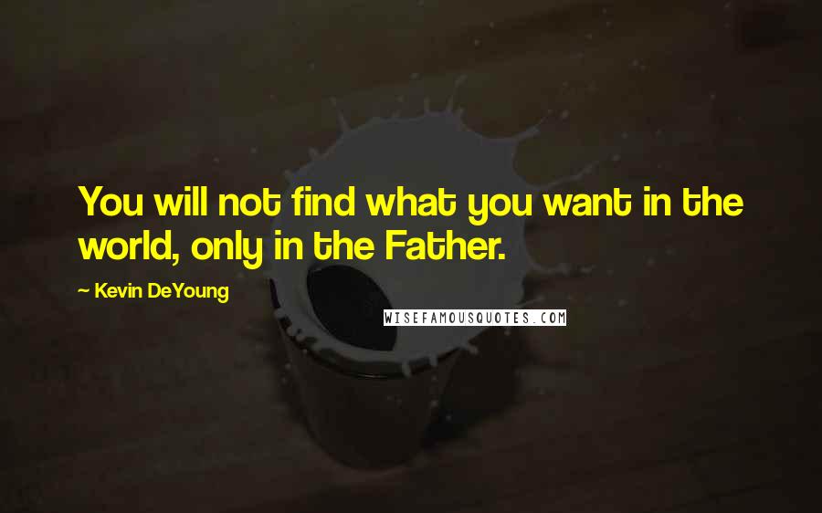 Kevin DeYoung Quotes: You will not find what you want in the world, only in the Father.