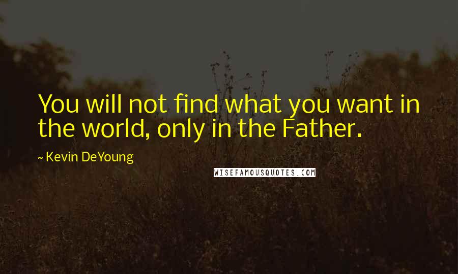 Kevin DeYoung Quotes: You will not find what you want in the world, only in the Father.