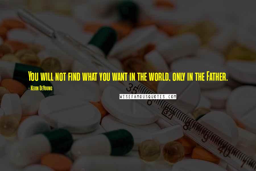 Kevin DeYoung Quotes: You will not find what you want in the world, only in the Father.