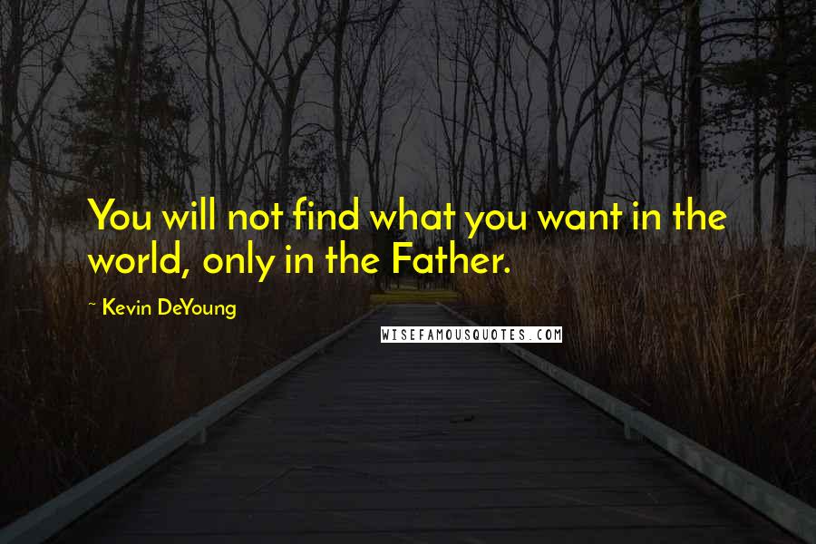 Kevin DeYoung Quotes: You will not find what you want in the world, only in the Father.