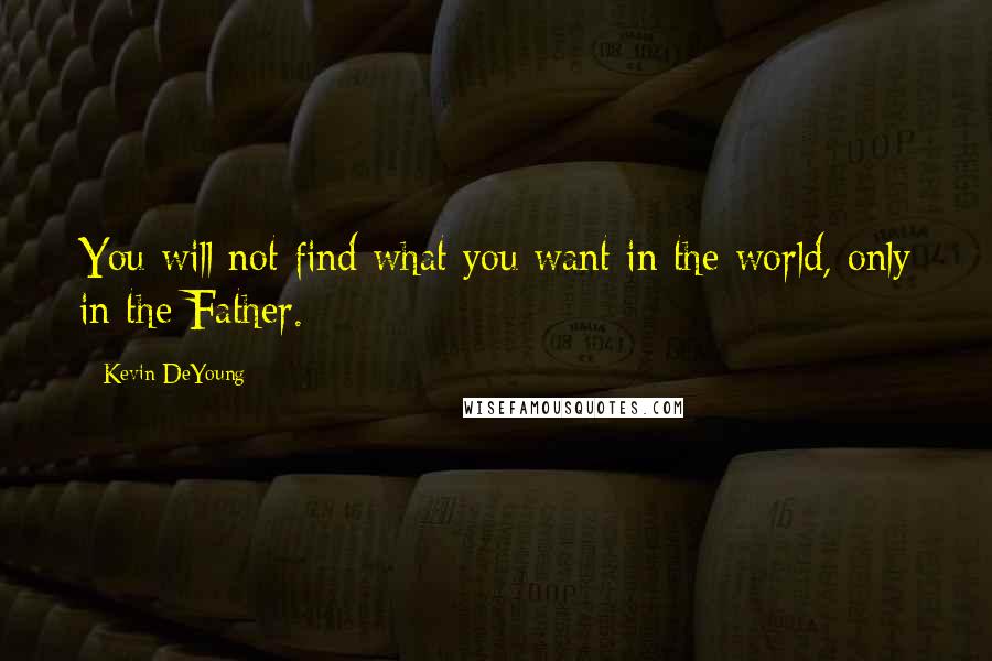 Kevin DeYoung Quotes: You will not find what you want in the world, only in the Father.