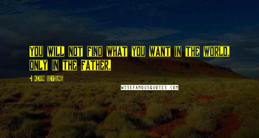 Kevin DeYoung Quotes: You will not find what you want in the world, only in the Father.