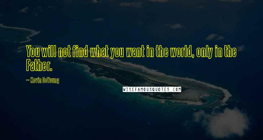 Kevin DeYoung Quotes: You will not find what you want in the world, only in the Father.