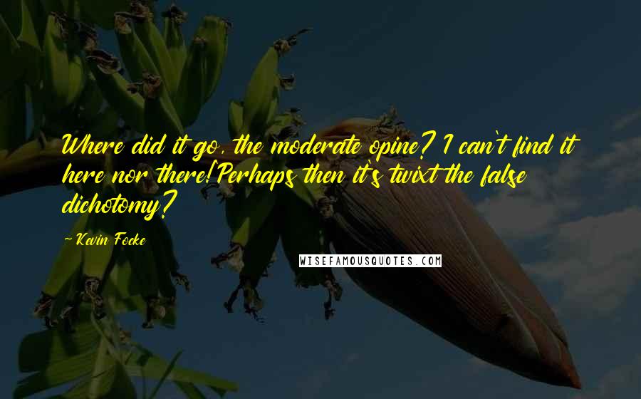 Kevin Focke Quotes: Where did it go, the moderate opine? I can't find it here nor there!'Perhaps then it's twixt the false dichotomy?