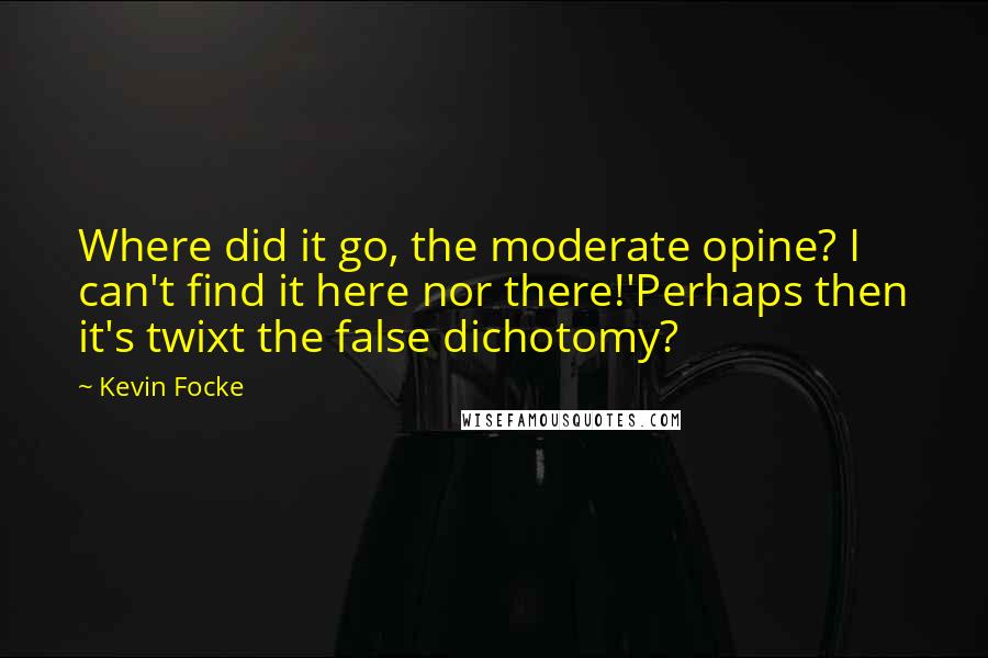 Kevin Focke Quotes: Where did it go, the moderate opine? I can't find it here nor there!'Perhaps then it's twixt the false dichotomy?