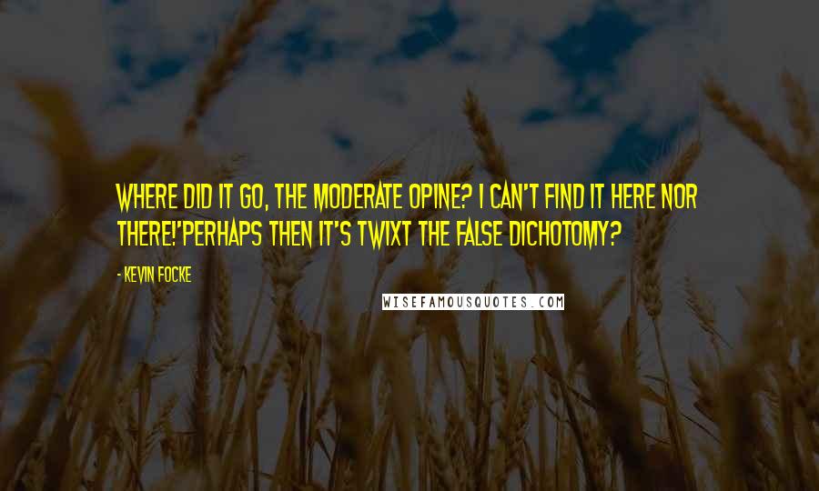 Kevin Focke Quotes: Where did it go, the moderate opine? I can't find it here nor there!'Perhaps then it's twixt the false dichotomy?