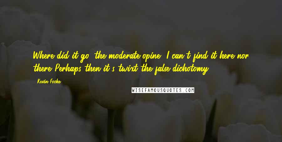 Kevin Focke Quotes: Where did it go, the moderate opine? I can't find it here nor there!'Perhaps then it's twixt the false dichotomy?