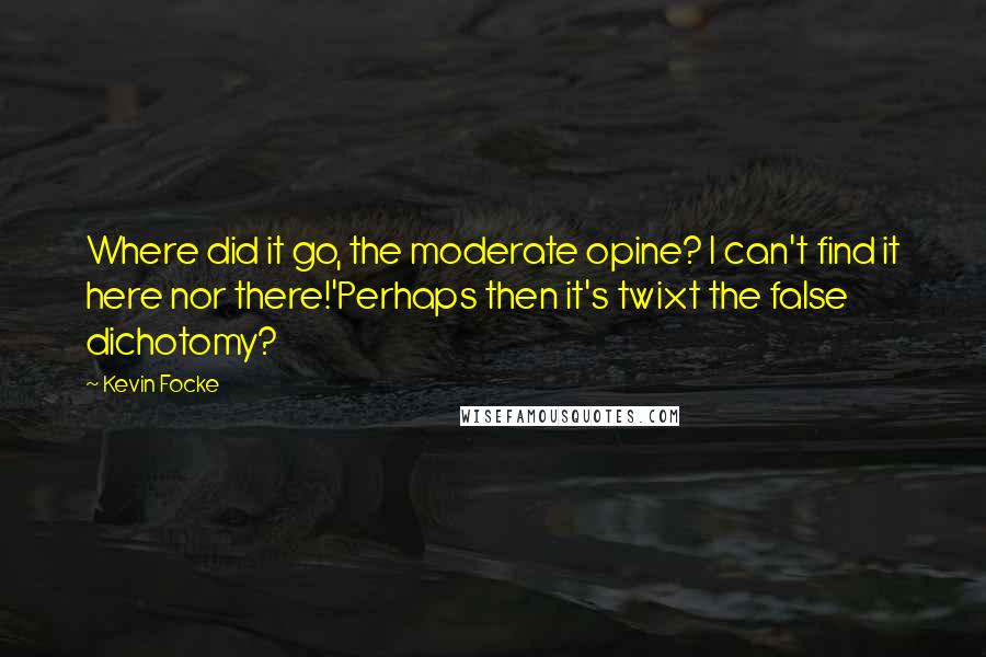 Kevin Focke Quotes: Where did it go, the moderate opine? I can't find it here nor there!'Perhaps then it's twixt the false dichotomy?