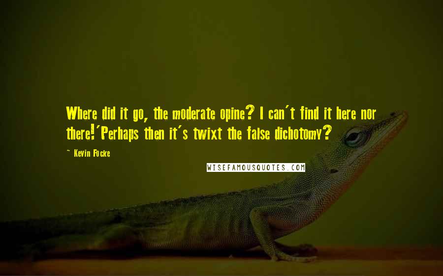 Kevin Focke Quotes: Where did it go, the moderate opine? I can't find it here nor there!'Perhaps then it's twixt the false dichotomy?