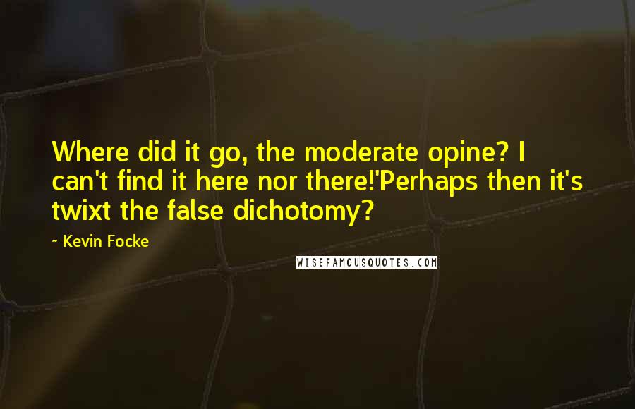 Kevin Focke Quotes: Where did it go, the moderate opine? I can't find it here nor there!'Perhaps then it's twixt the false dichotomy?